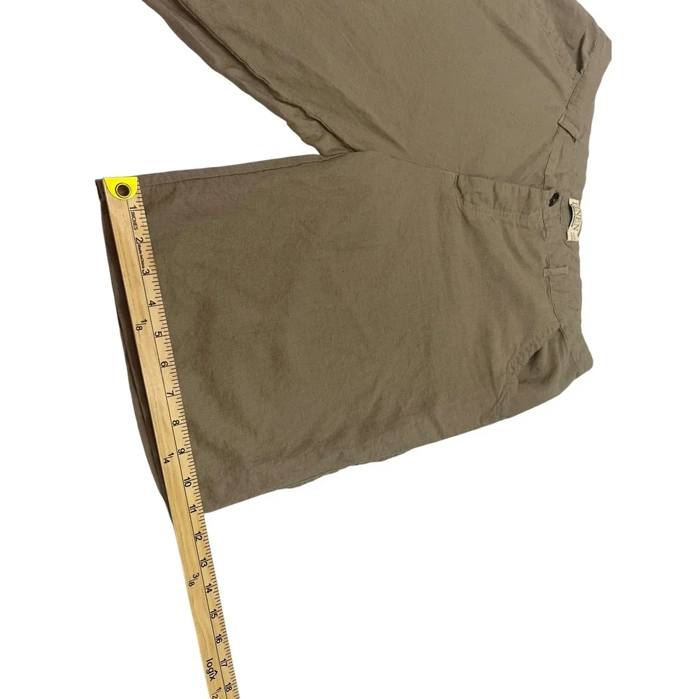 Basic Editions Linen Blend Shorts Womens 2X Taupe Relaxed Pull-On 11in Inseam